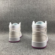 Jordan 1 Mid Grey White Fuchsia High-Top Sneakers