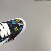 Vans Knu Skool Low-Top Sneakers in Navy Monogram Denim