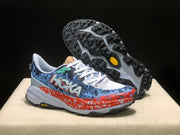 HOKA Speedgoat 6 Trail Running Shoes, Blue and Orange