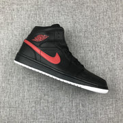 Air Jordan 1 Mid Black and Red Sneakers 554724-045